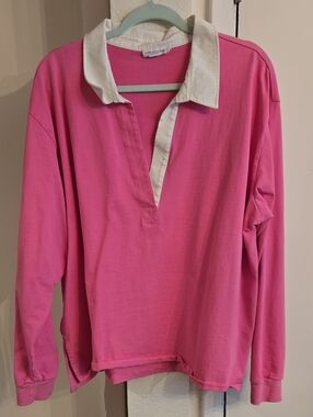 Good American Pink Polo Top with White Collar